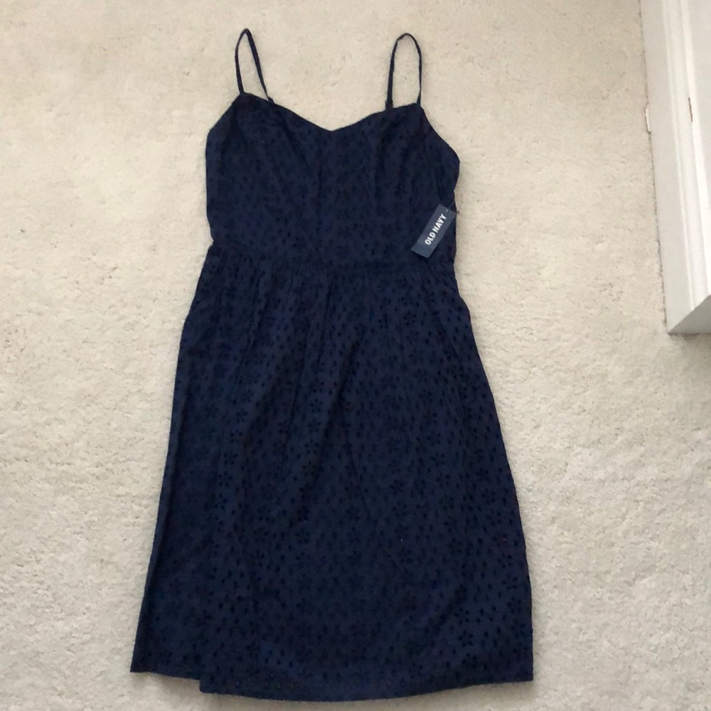 Blue lace print dress